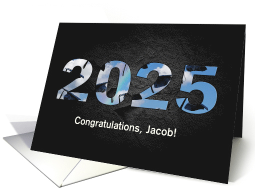 2023 Graduation With Graduate's Name and Black Hats In Sky card