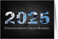 Graduation 2025 For Grandson With Black Caps and Rainbow In Sky card