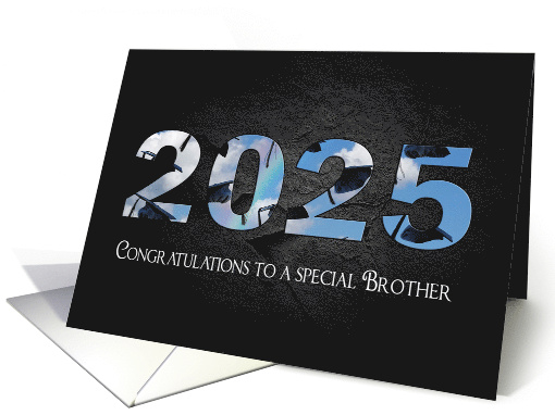 Graduation 2025 For Brother With Black Caps and Rainbow In Sky card
