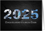 Graduation 2025 For Cousin With Black Caps and Rainbow In Sky card
