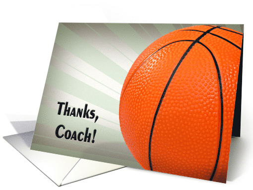 Thank You Basketball Coach basketball on sunburst background card