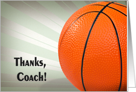 Thank You Basketball Coach basketball on sunburst background card
