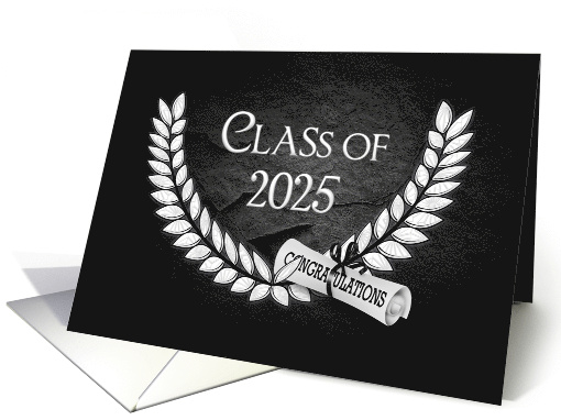 2025 Son's Graduation, Laurel Leaf and Diploma on Black... (1063473)