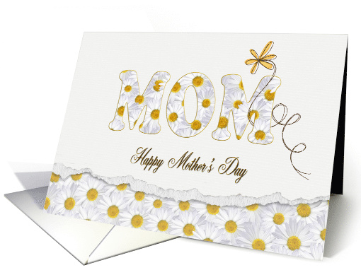 Mother's Day white daisies with torn edged border for Mom card