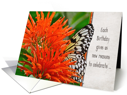 Birthday-butterfly in Mexican Honeysuckle card (1066957)