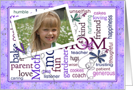 Mother’s Day photo card with word art and flowers card
