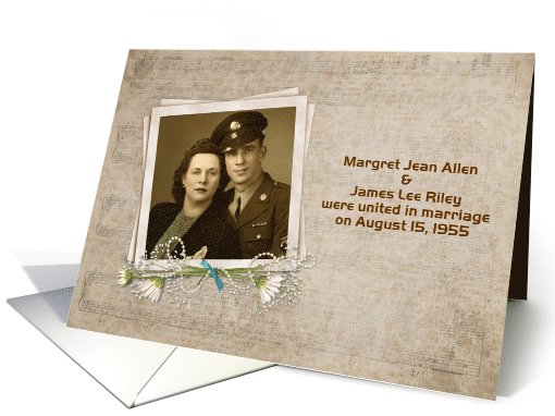 Vintage photo card frame for Wedding Vow Renewal invitation card