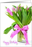 Birthday for Great Grandma - tulip bouquet isolated on white card