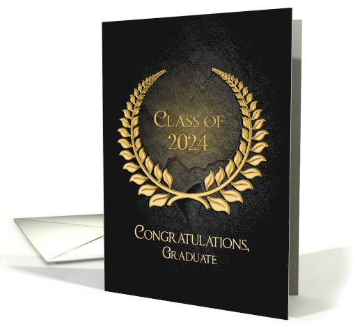 Graduation 2024 Gold Laurel Wreath on Black Rock card (1073868)