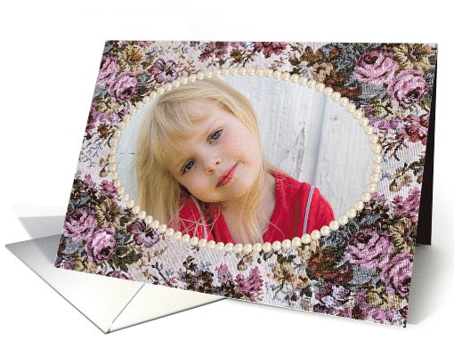 Mother's Day photo card - pearl frame on old-fashioned... (1074042)