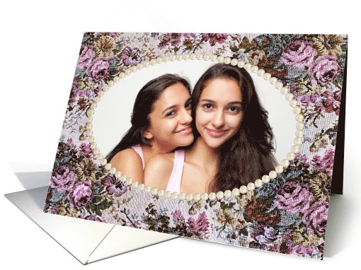 Mother's Day for Grandma photo card - pearl frame on old... (1074044)
