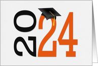 2024 High School Graduation With Black Cap On Orange card