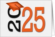 2025 High School Graduation With Black Cap On Orange card