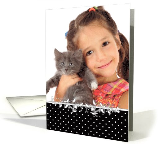 Grandma's Birthday photo card - polka dot and glass leaf border card