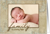 Father’s Day photo card for Papa frame with old world map background card