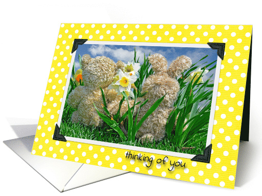 Thinking of You Teddy Bear and Bunny in Daffodil Garden card (1081250)