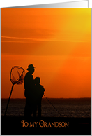 Father’s Day for Grandson, silhouette of father and son card