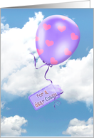 Cousin’s Birthday - balloon floating in clouds card