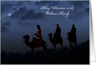 Christmas name specific, three wise men on camels with star card