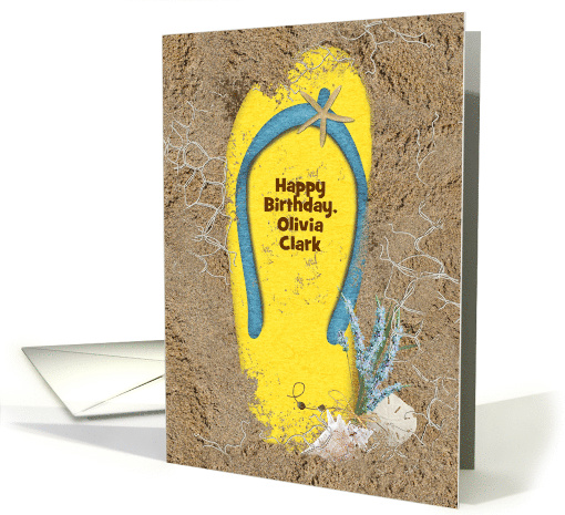 birthday with personal name, yellow flip flop with... (1094852)