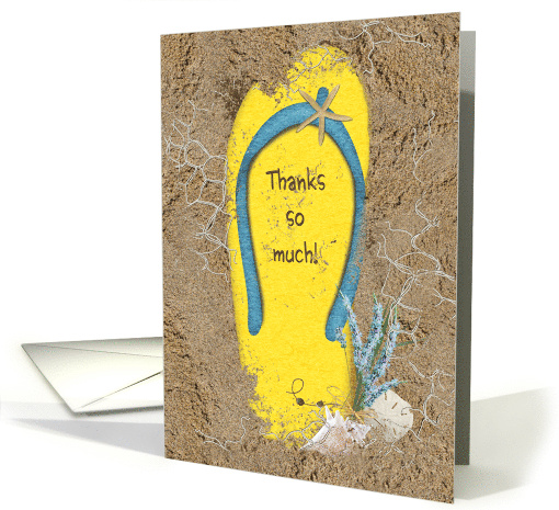 Thank You, Yellow Flip Flop In Sand card (1094864)