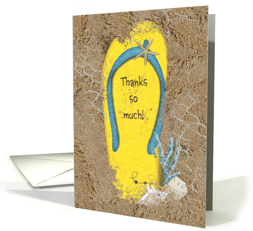 Thank You, Yellow Flip Flop In Sand card (1094864)