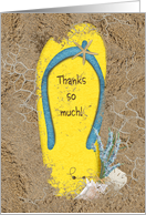 Thank You, Yellow Flip Flop In Sand card