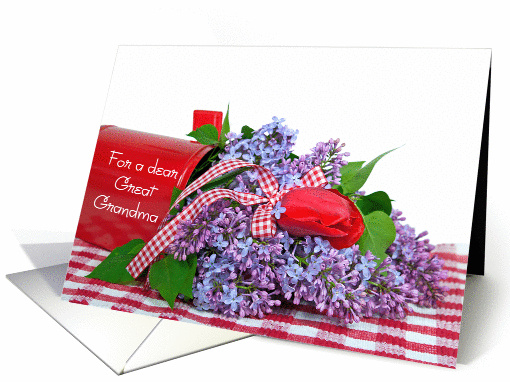 Great Grandma's Birthday - lilacs and red tulip bouquet... (1095546)