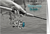 Grandpa’s Birthday - man holding a fishing pole with selective color card