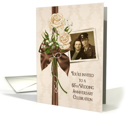 65th Anniversary party photo card invitation with ivory... (1102014)