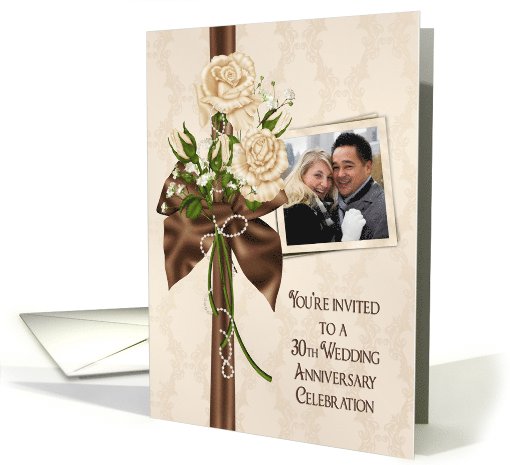 30th Anniversary party photo card invitation with ivory... (1102038)