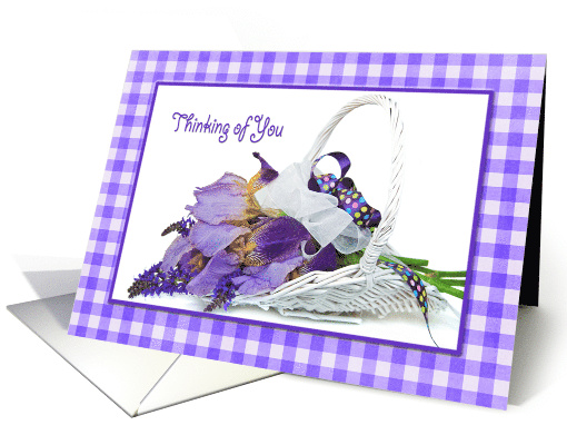 Thinking of You purple iris bouquet wicker basket with... (1111706)