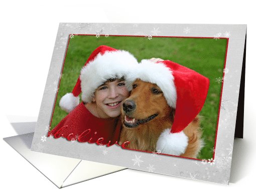 Christmas believe photo card with snowflakes for grandparents card