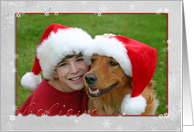 Christmas believe photo card with snowflakes for grandparents card