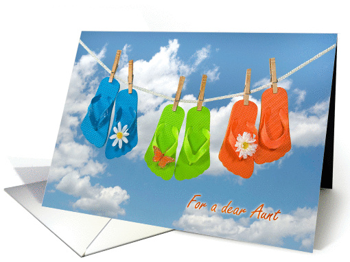 Aunt's Birthday - colorful flip-flops on a clothesline... (1114636)