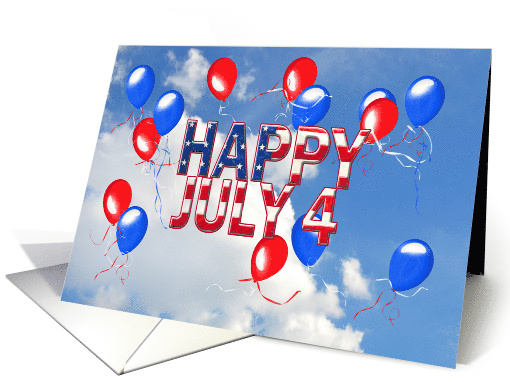 4th of July red and blue balloons floating in sky card (1119188)