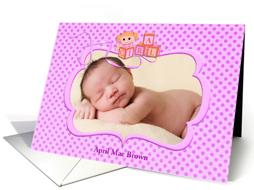 new granddaughter Announcement photo card - pink polka... (1122782)