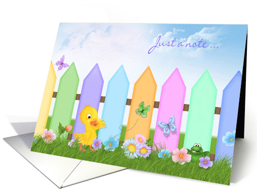 Just a Note, Fence With Duckling and Butterflies card (1123532)