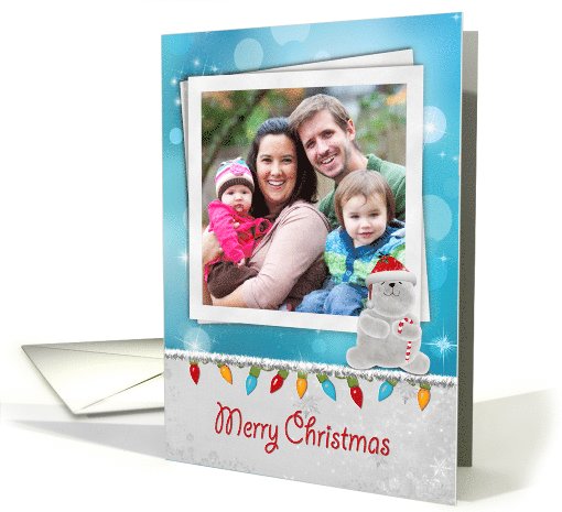 Christmas Polar Bear photo card with lights and tinsel card (1126244)