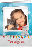 Nana’s Christmas polar bear photo card with lights and tinsel card