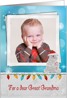 Great Grandma’s Christmas polar bear photo card with lights and tinsel card