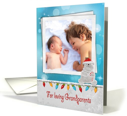 Grandparent's Christmas polar bear photo card with lights... (1126642)