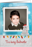 Godmother’s Christmas polar bear photo card with lights and tinsel card