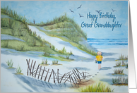 Great Granddaughter’s birthday watercolor of a child on a beach card