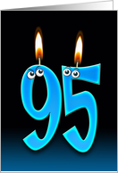 95th Birthday Party invitation with candles and eyeballs card