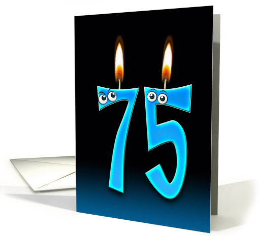 75th Birthday Party invitation with candles and eyeballs card