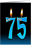 75th Birthday Party invitation with candles and eyeballs card