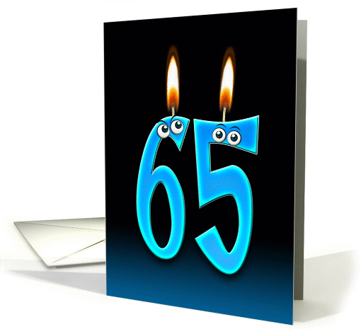 65th Birthday Party invitation with candles and eyeballs card