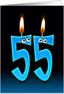 55th Birthday Party invitation with candles and eyeballs card