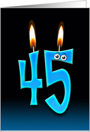 45th Birthday Party invitation with candles and eyeballs card